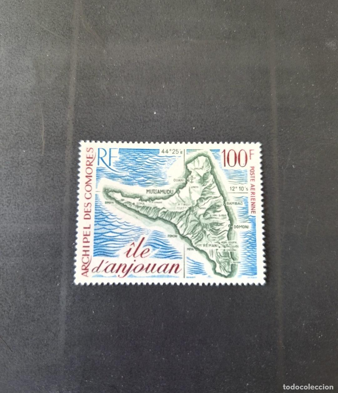 Sellos: Comoras 1972 Mi. 147 correo a&eacute;reo isla Anjouan mapa Mutsamudu