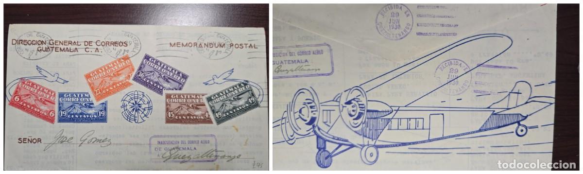 Sellos: O) 1930 EL SALVADOR, INAUGURATION OF THE GUATEMALA, AIRMAIL SERVICE, AIRPLANE AND MT. AGUA, CIRCULAT