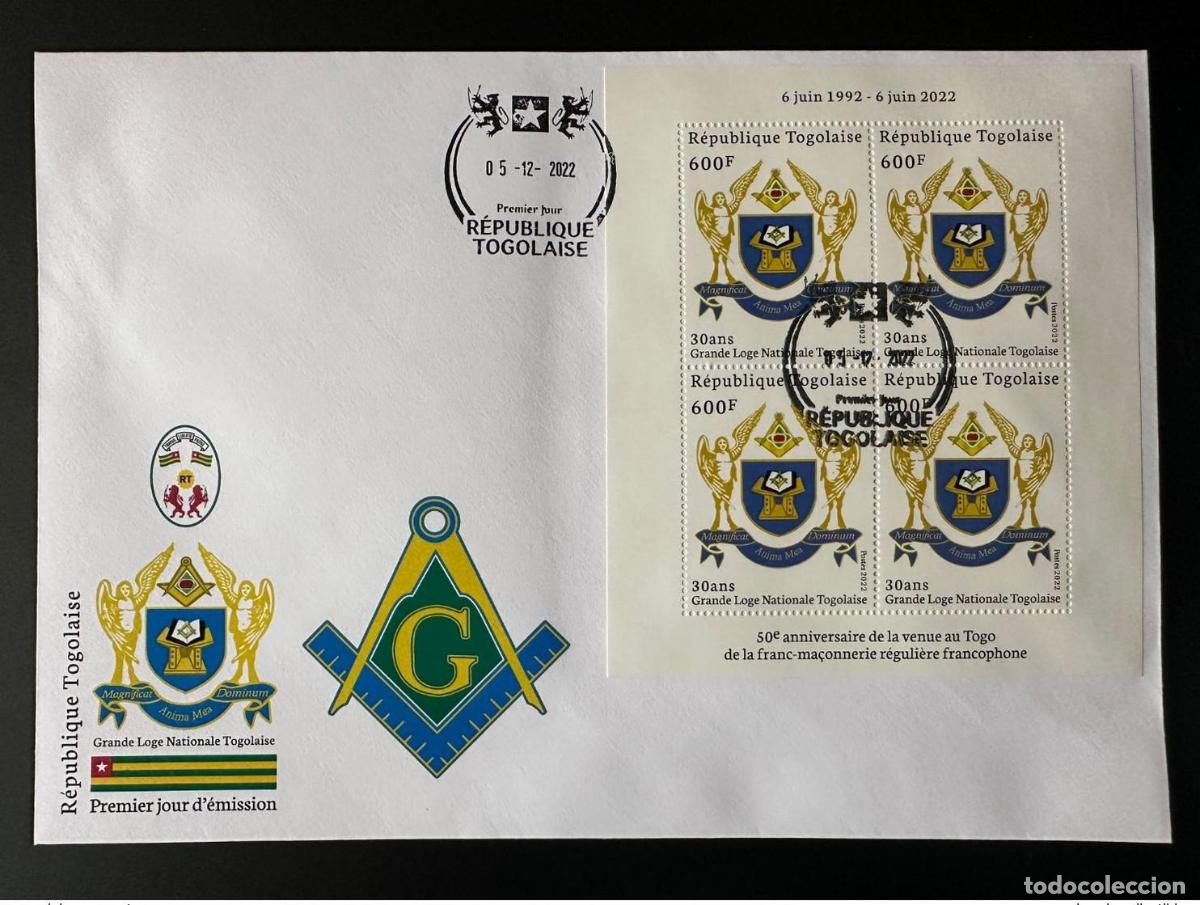 Sellos: Togo 2022 FDC M/S Mi.? 50 a&ntilde;os de masones regulares la Gran Logia