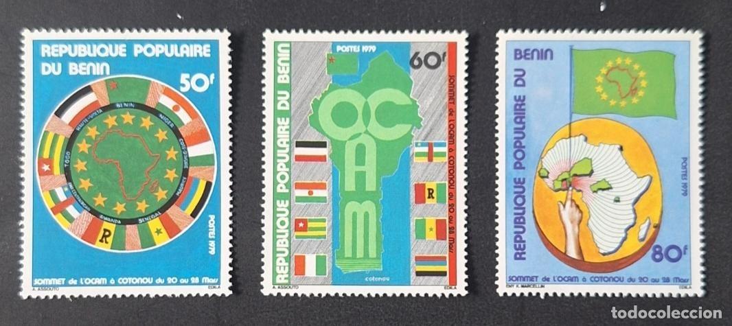 Sellos: Ben&iacute;n 1979 Mi. 177-179 Cumbre OCAM Coton&uacute; &Aacute;frica banderas mapa