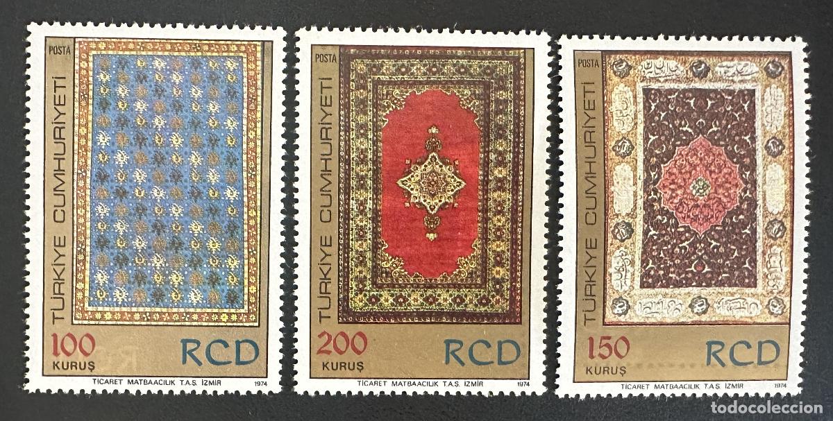 Sellos: Turqu&iacute;a 1974 Mi. 2328-2330 emisi&oacute;n conjunta RCD alfombras orientales
