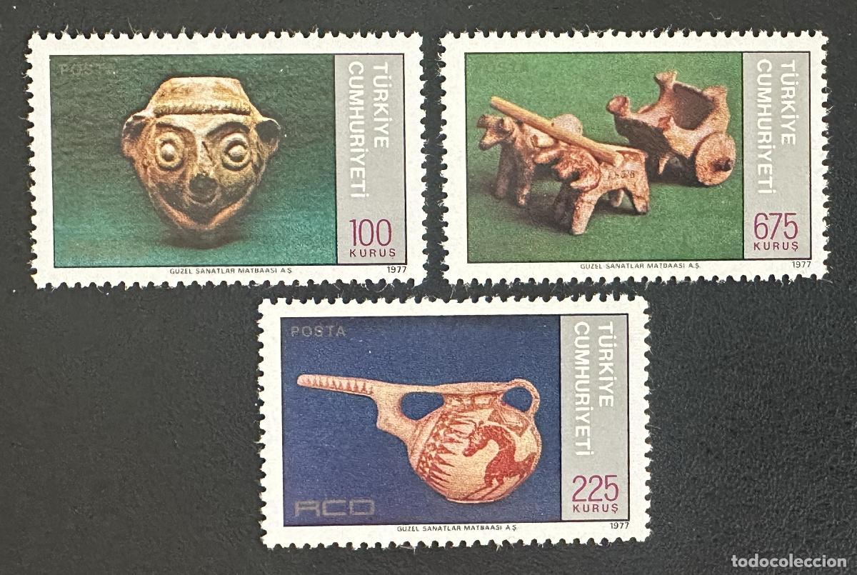 Sellos: Turqu&iacute;a 1977 Mi. 2420-2422 emisi&oacute;n RCD arqueolog&iacute;a cer&aacute;mica