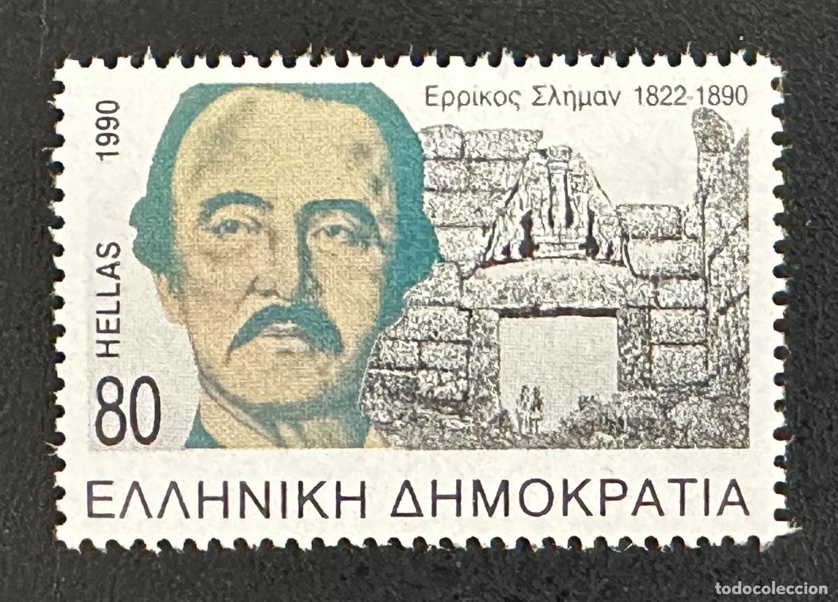 Sellos: Grecia 1990 Mi. 1772 emisi&oacute;n conjunta Schliemann arqueolog&iacute;a Micenas