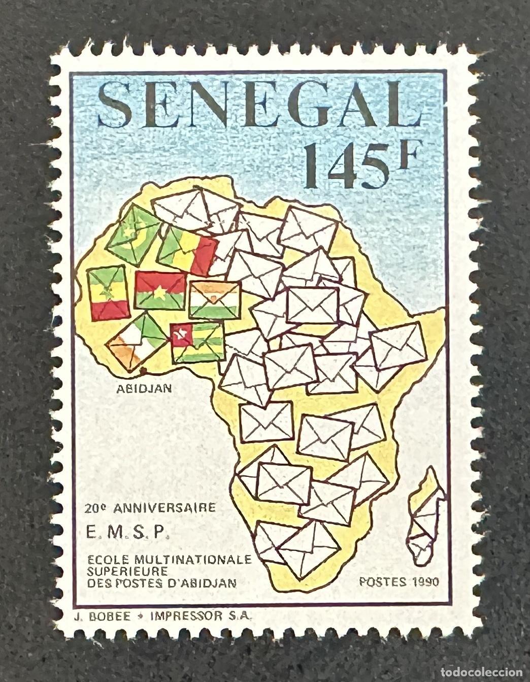 Sellos: Senegal 1990 Mi. 1093 emisi&oacute;n conjunta EMSP Abidj&aacute;n mapa &Aacute;frica