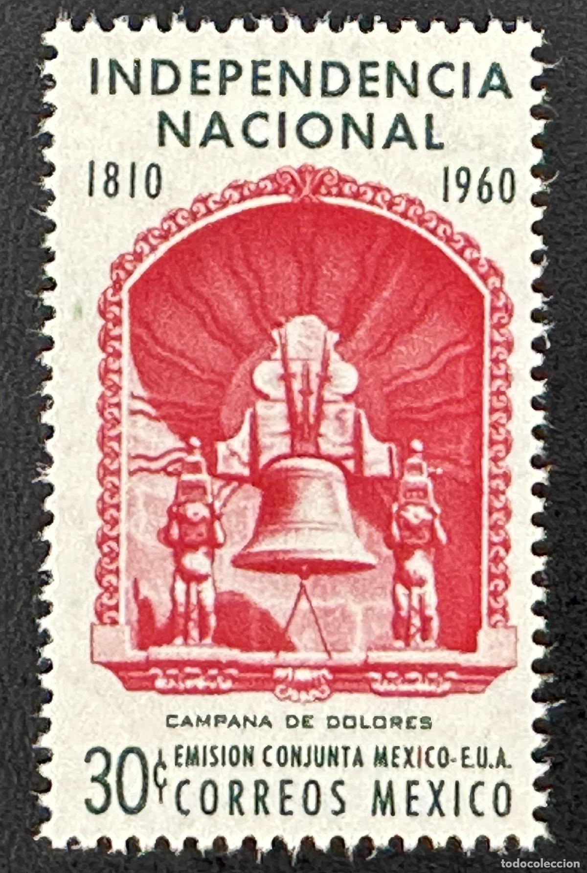 Sellos: M&eacute;xico 1960 Mi. 1093 emisi&oacute;n conjunta independencia campana Dolores