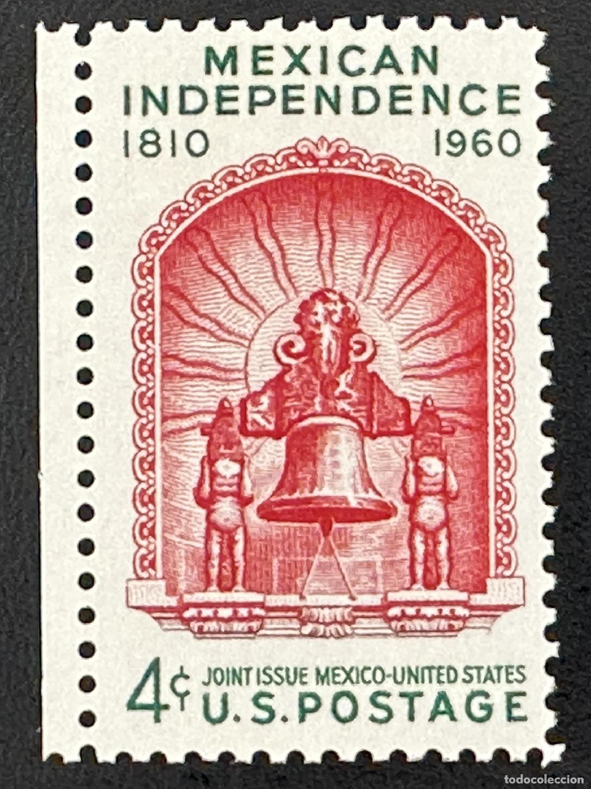 Sellos: EE.UU. 1960 Mi. 787 emisi&oacute;n conjunta M&eacute;xico independencia campana