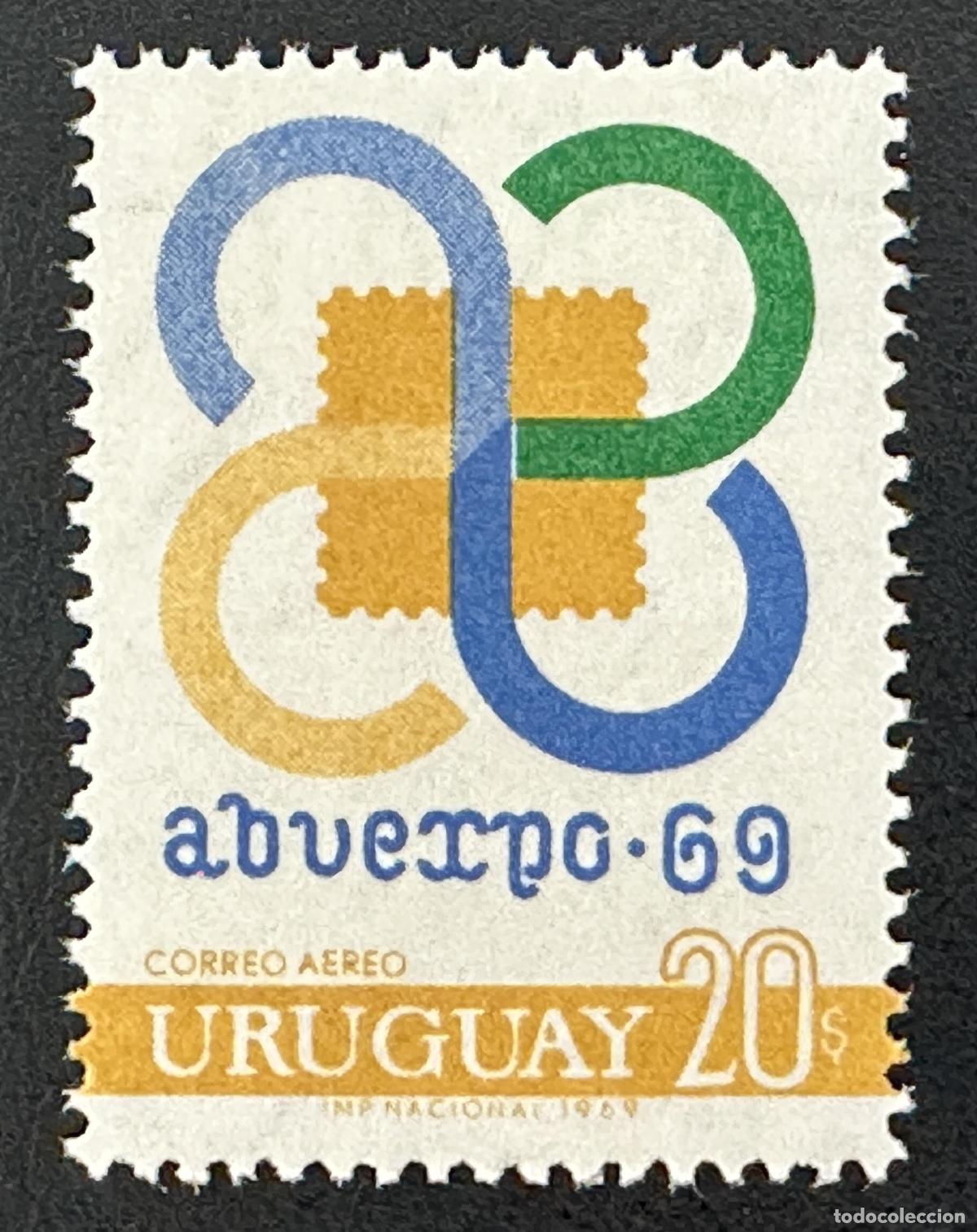 Sellos: Uruguay 1969 Mi. 1154 emisi&oacute;n conjunta Abuexpo 69 correo a&eacute;reo
