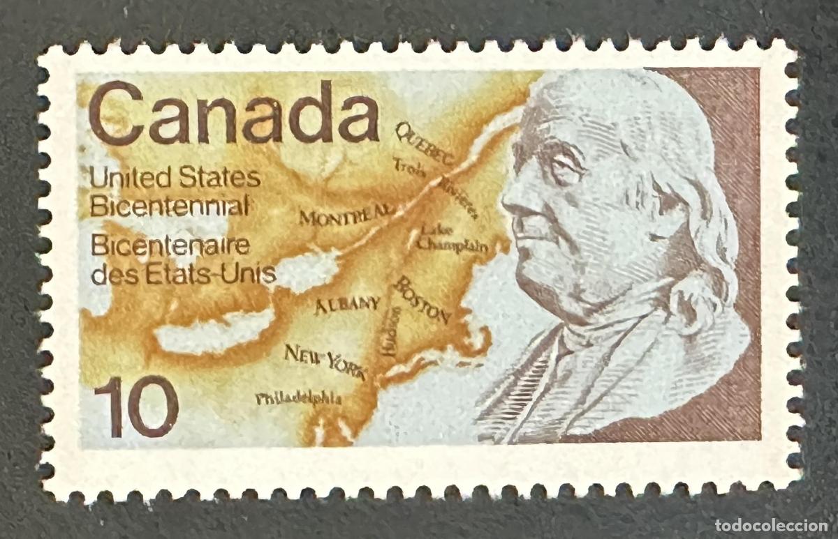 Sellos: Canad&aacute; 1976 Mi. 627 emisi&oacute;n conjunta Bicentenario EE.UU. Franklin - Foto 1