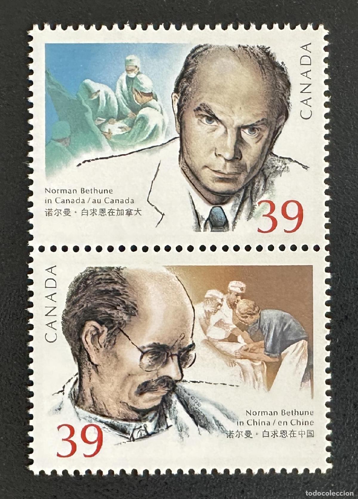 Timbres: Canad&aacute; 1990 Mi. 1171-1172 emisi&oacute;n conjunta Norman Bethune m&eacute;dico