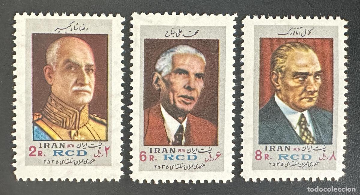 Sellos: Ir&aacute;n 1976 Mi. 1832-1834 emisi&oacute;n RCD Reza Shah Jinnah Atat&uuml;rk
