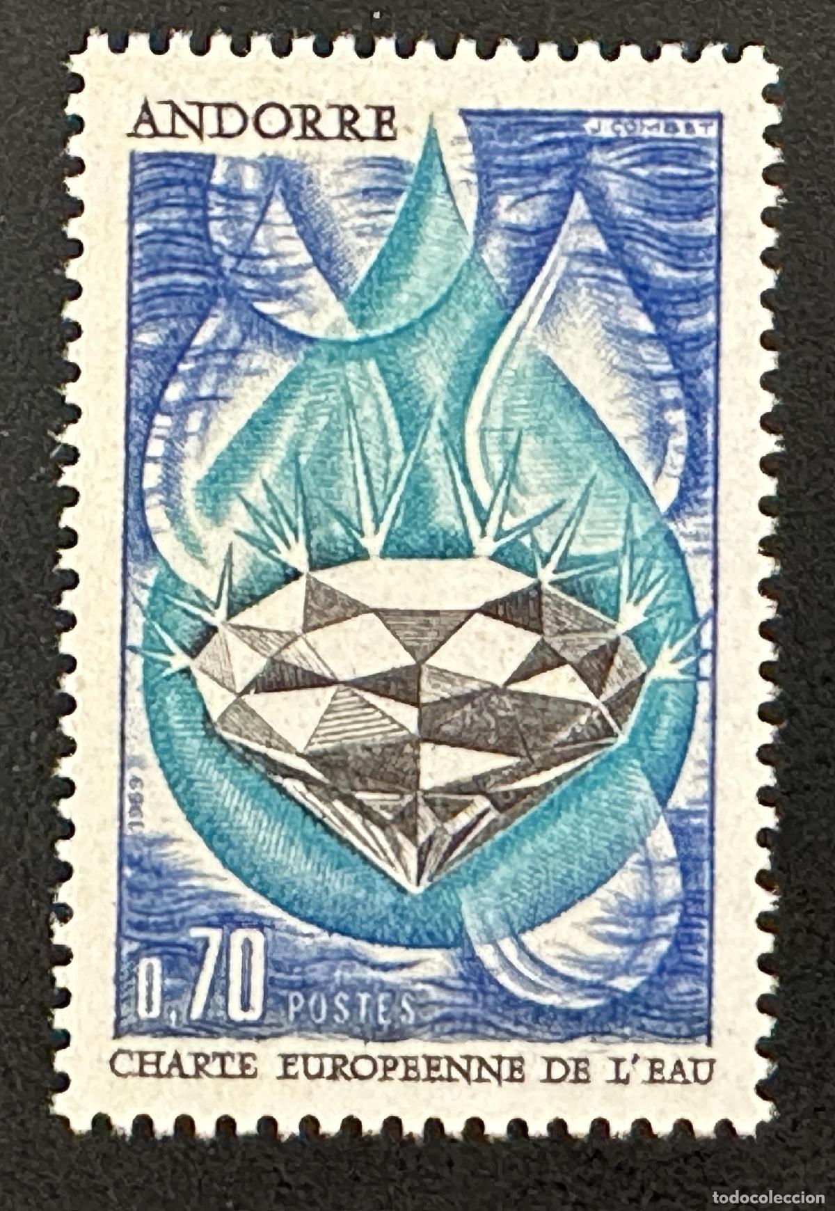 Sellos: Andorra 1969 Mi. 930 emisi&oacute;n com&uacute;n Carta europea del agua diamante