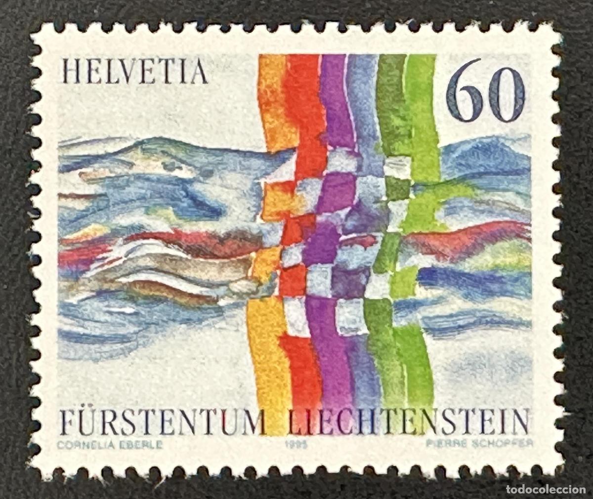 Timbres: Suiza Liechtenstein 1995 Mi. 1115 emisi&oacute;n conjunta arte pintura paisaje