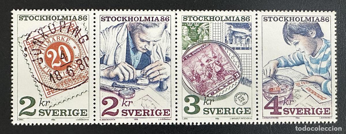 Briefmarken: Suecia 1986 Mi. 1372-1375 emisi&oacute;n conjunta Stockholmia 86 filatelia