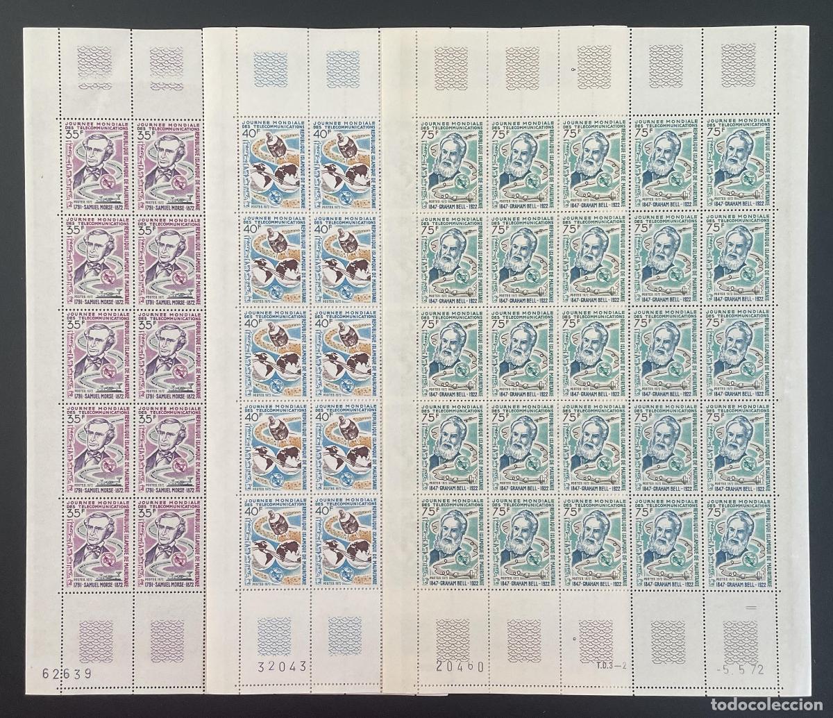 Briefmarken: Mauritania 1972 YT 298-300 bloque telecomunicaciones Morse Bell