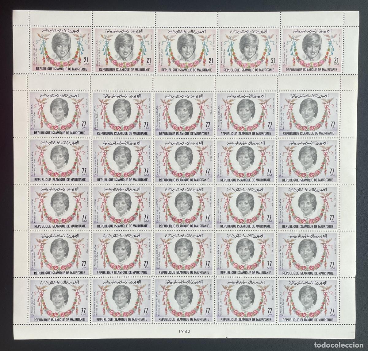 Sellos: Mauritania 1982 YT 507-508 bloque Princesa Diana Gales realeza