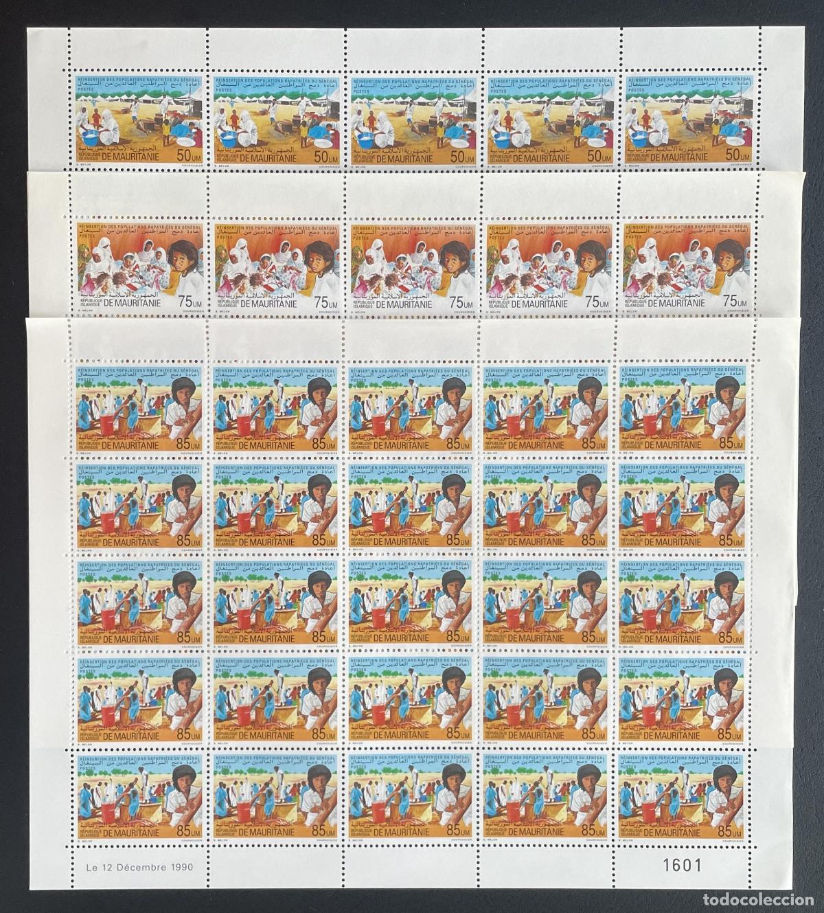 Sellos: Mauritania 1990 YT 647-649 reinserci&oacute;n repatriados Senegal