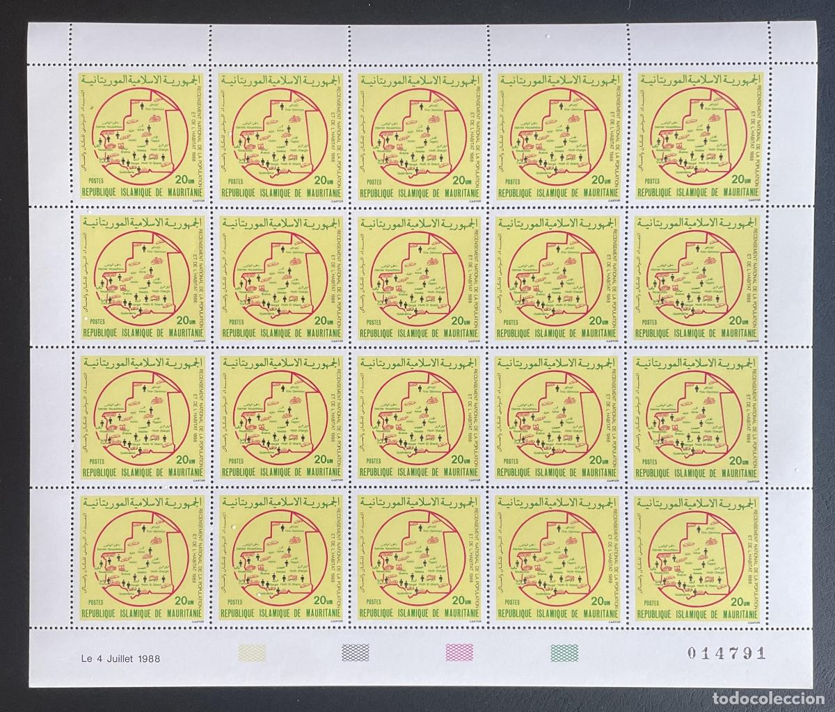 Sellos: Mauritania 1988 YT 601 censo poblaci&oacute;n h&aacute;bitat mapa