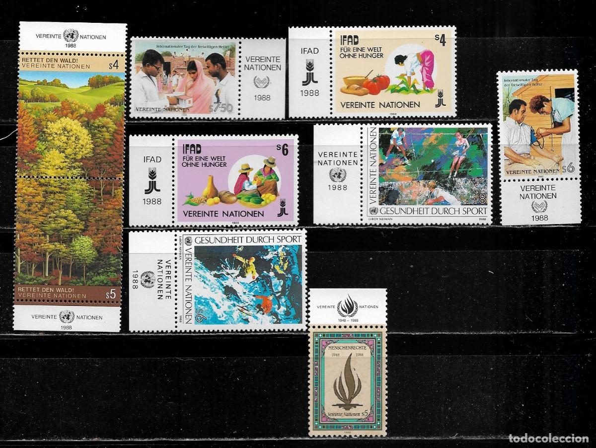Sellos: NACIONES UNIDAS, LOTE DE 8 VALORES (VER FOTO). MNH.