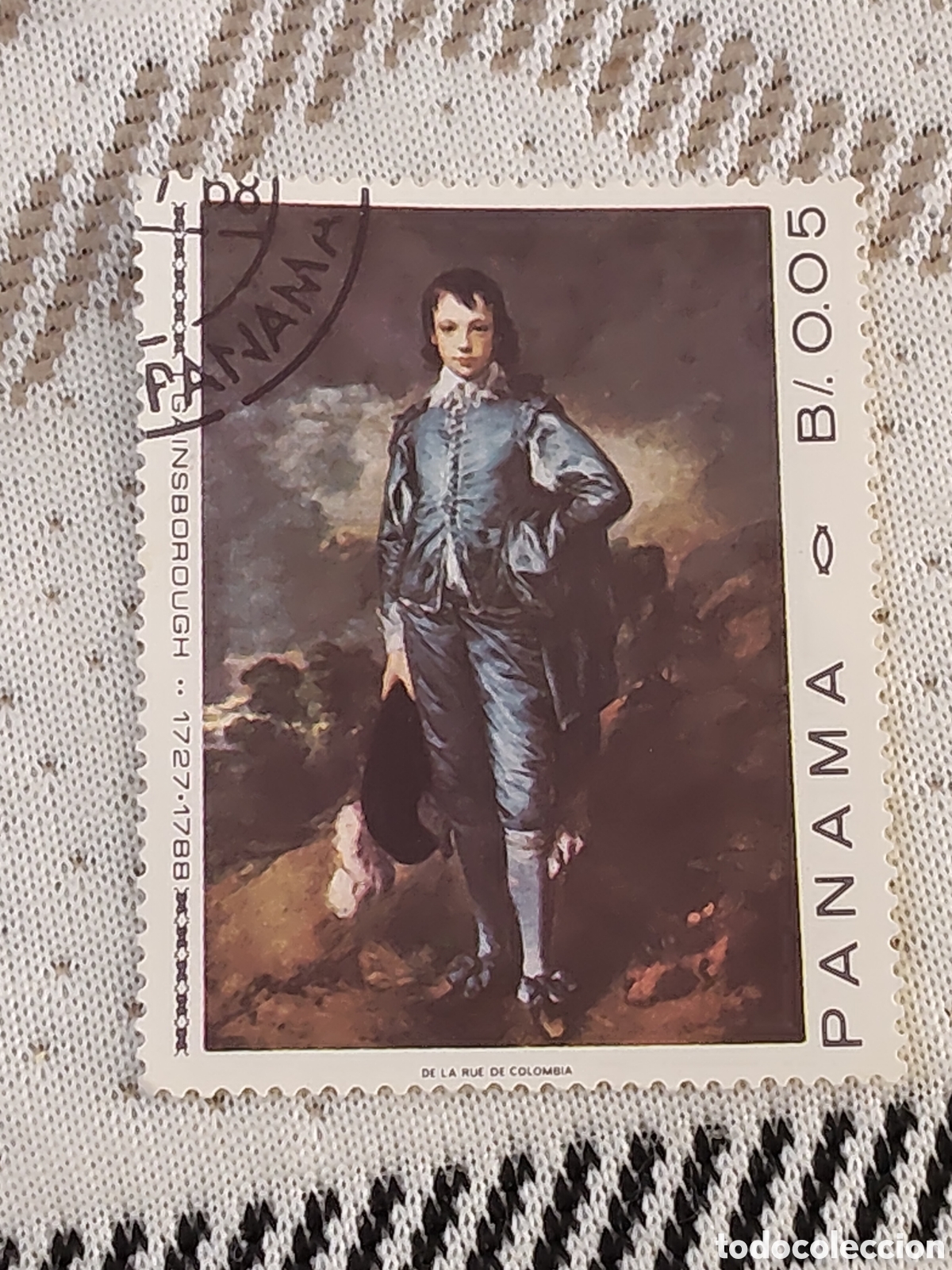 Sellos: Sello de Panam&aacute; pintura el joven de azul de Thomas Gainsborough 1970 muy bueno