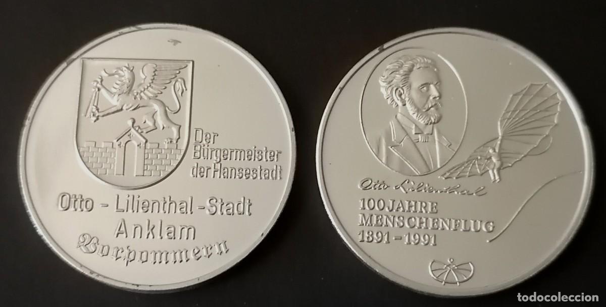Sellos: ALEMANIA 1991 - MEDALLA CONMEMORATIVA / OTTO LILIENTHAL - PRIMER VUELO HUMANO .