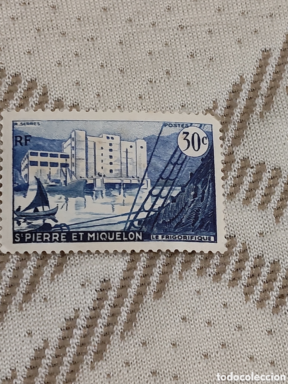 Sellos: Sello de San Pierre y Miquel&oacute;n(Colonia Francesa) refrigeraci&oacute;n en industria pesquera 1955