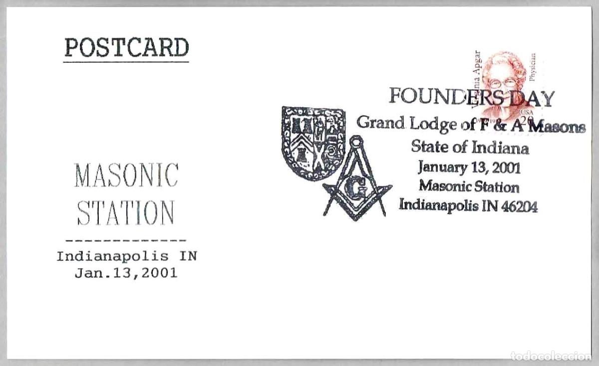 Sellos: Matasellos MASONERIA - GRAND LODGE OF F & A MASONS. Indianapolis IN, Estados Unidos, 2001