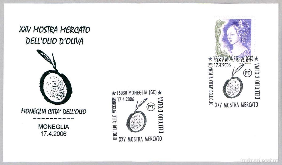 Sellos: Matasellos GASTRONOMIA - XXV MERCADO DEL ACEITE DE OLIVA. Moneglia, Italia, 2006