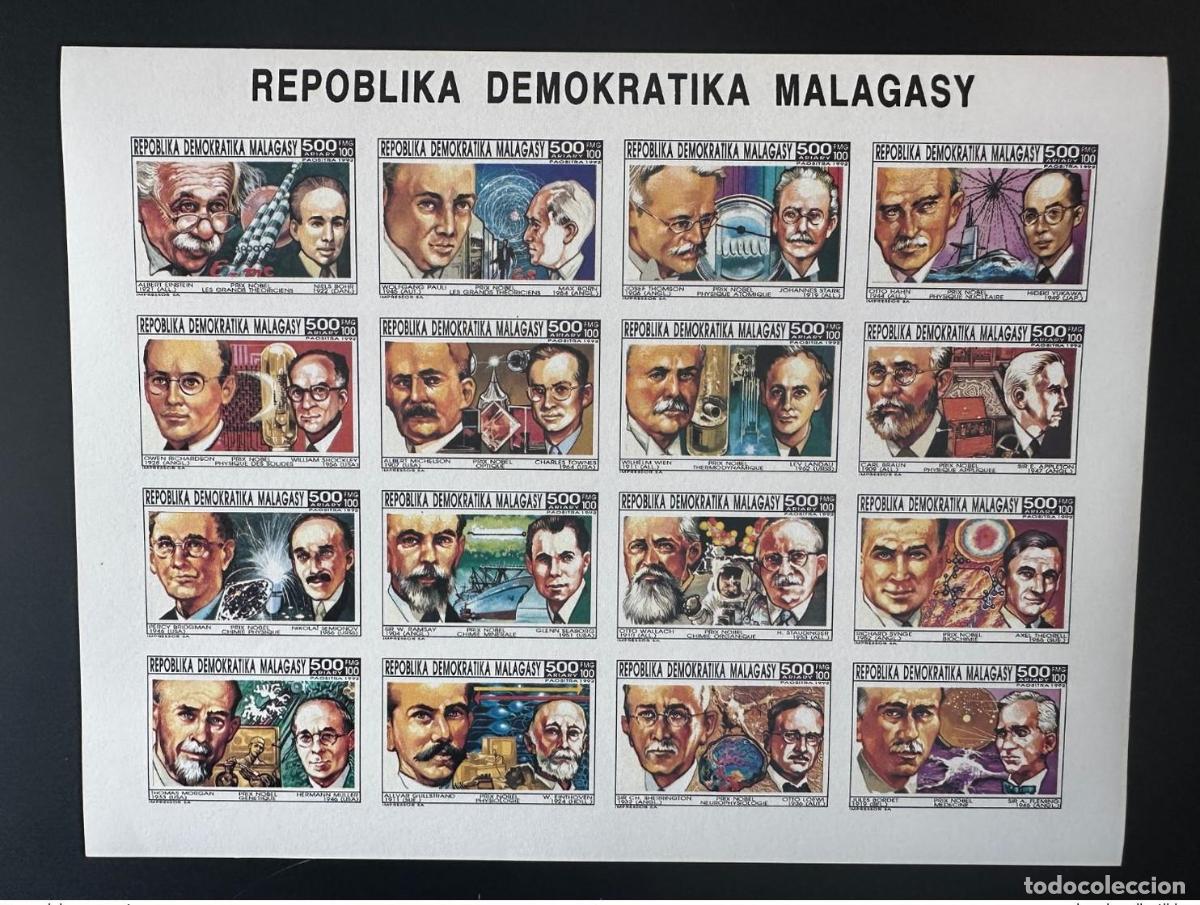 Sellos: Madagascar 1992/1993 Mi. 1430 - 1445 HOJA DEL PREMIO IMPERF ND Nobel Einstein