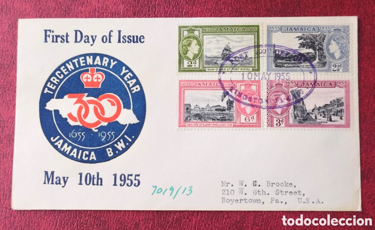 Sellos: Jamaica. 1955. 300 a&ntilde;os de Jamaica inglesa