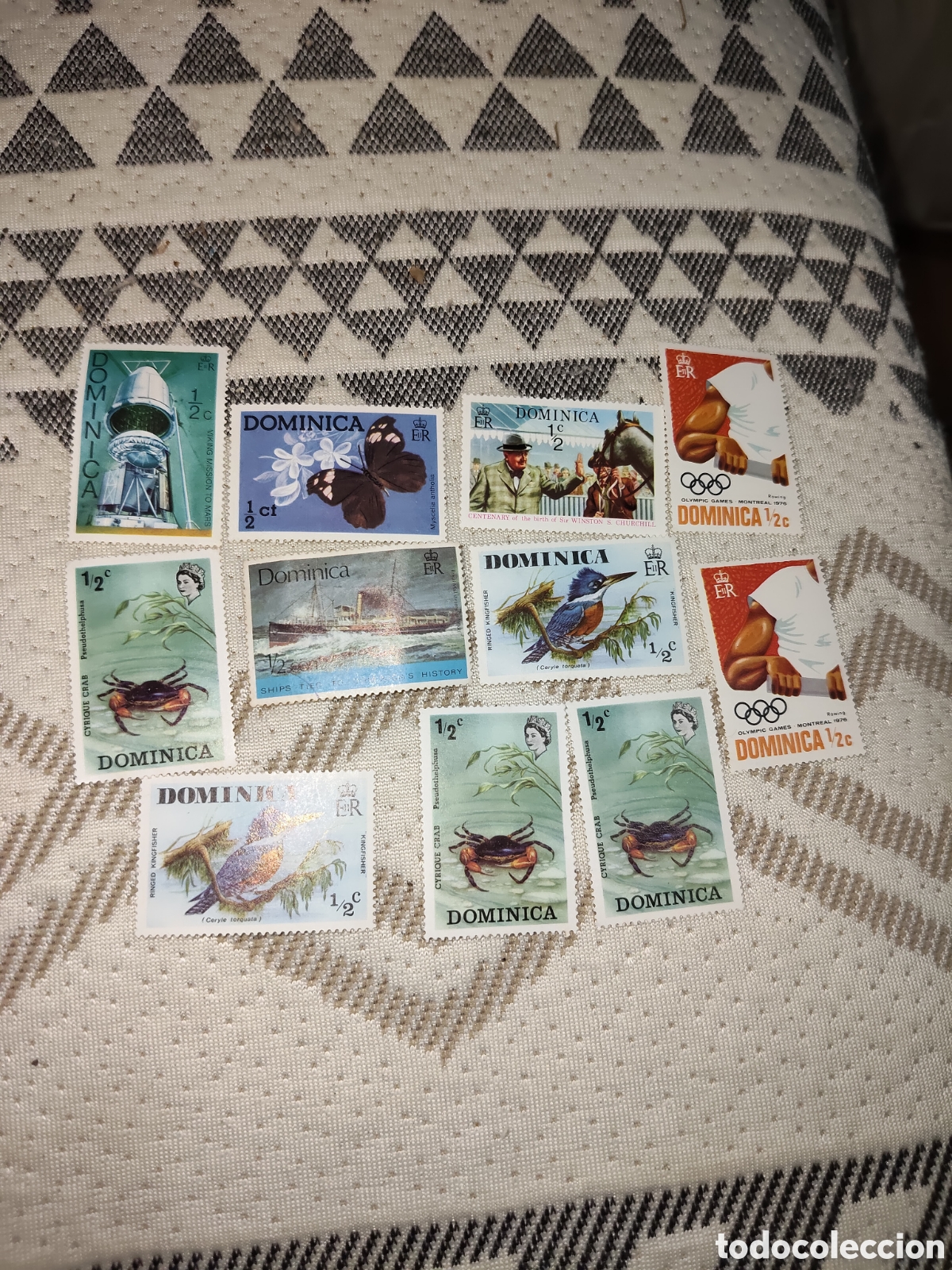 Sellos: 11 sellos antiguos de Dominica 1973