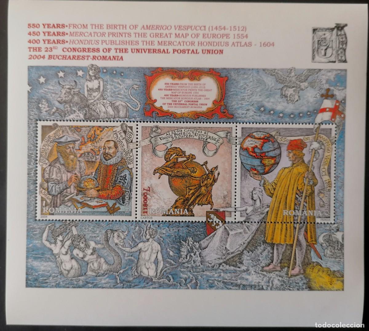 Sellos: RUMANIA 2004 - HB UPU / NAVEGANTES .