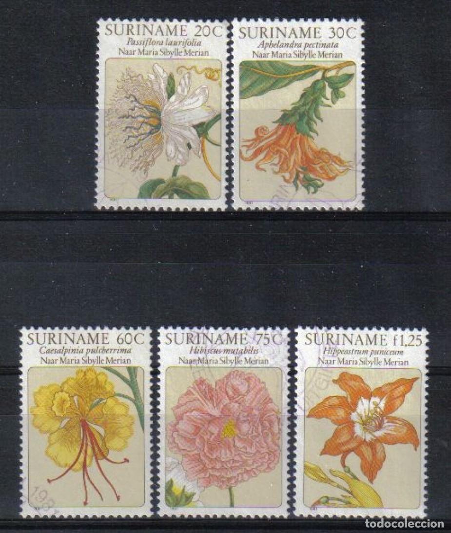 Sellos: SURINAM 1981 SERIE 5 STAMPS MNH USED FLORES FLOWERS FLEURS BLUMEN FIORI