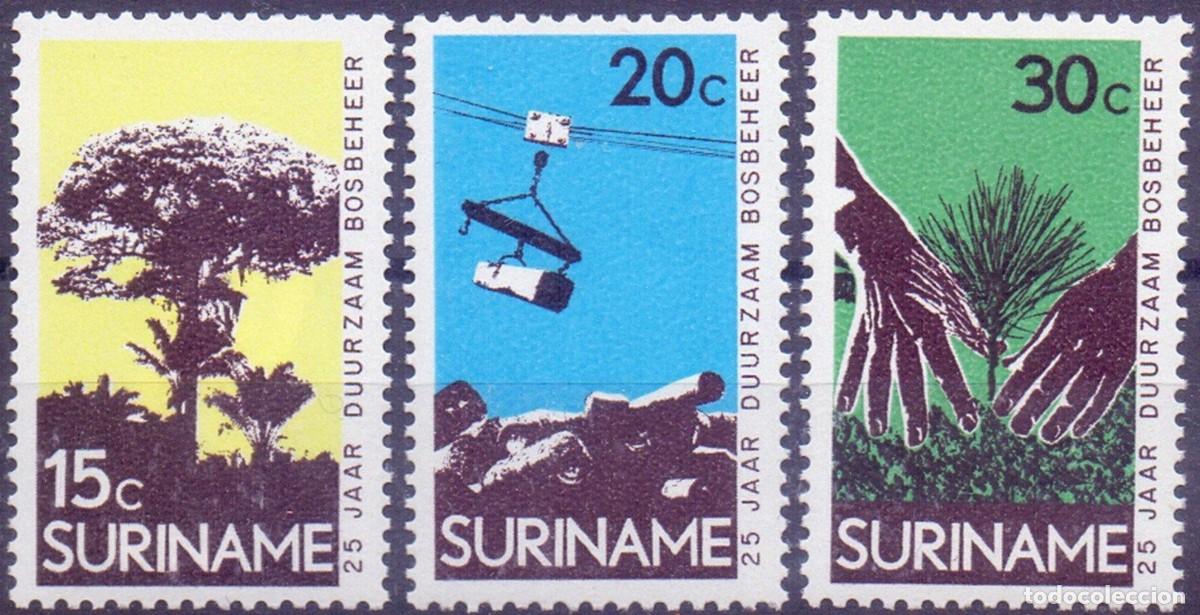 Sellos: SURINAM 1972 SERIE 3 STAMPS MNH 25th ANIVERSARIO DEL SERVICIO FORESTAL FOREST SERVICE FORSTDIENST