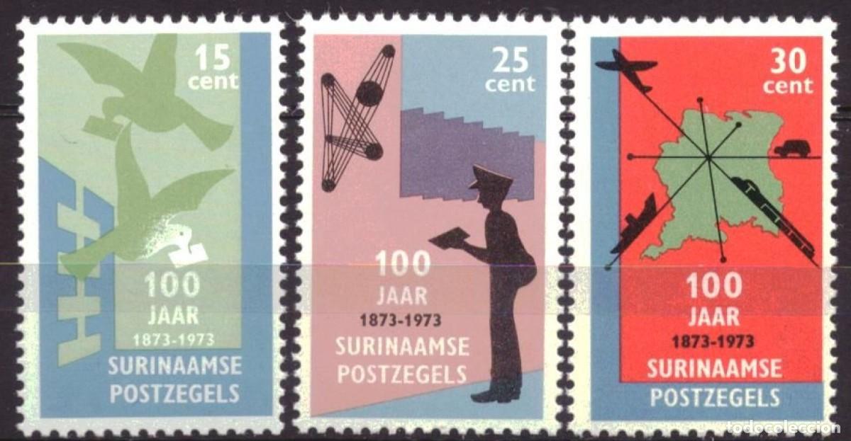 Sellos: SURINAM 1973 SERIE 3 STAMPS MNH CENTENARIO DE LOS SELLOS DEL PAIS CENTENARY OF THE STAMPS MAPAS MAPS