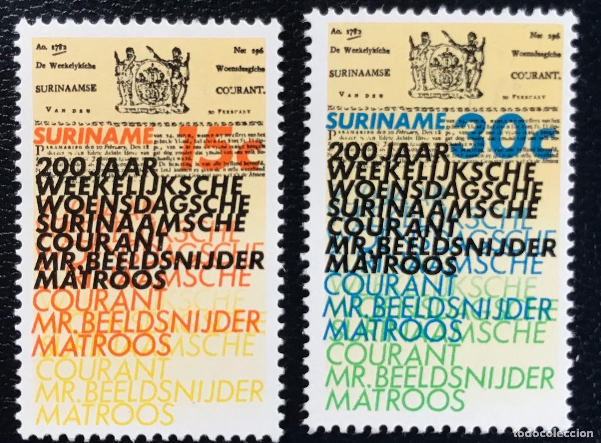 Sellos: SURINAM 1974 SERIE 2 STAMPS MNH 200th ANIVERSARIO DEL PRIMER PERIODICO DEL PAIS FIRST NEWSPAPER