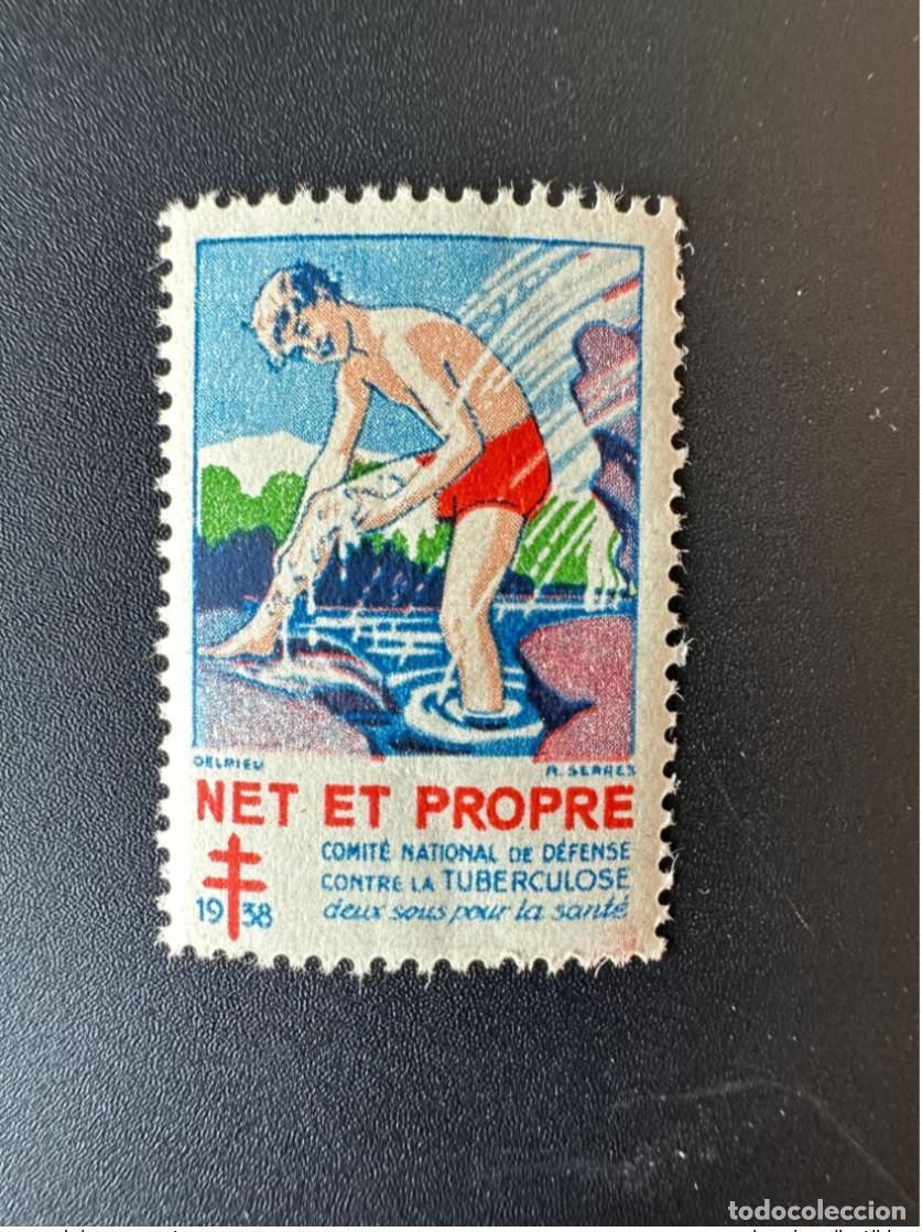 Sellos: Francia 1938 Antituberculosa Tuberculosis Red y limpieza Dos centavos para la salud