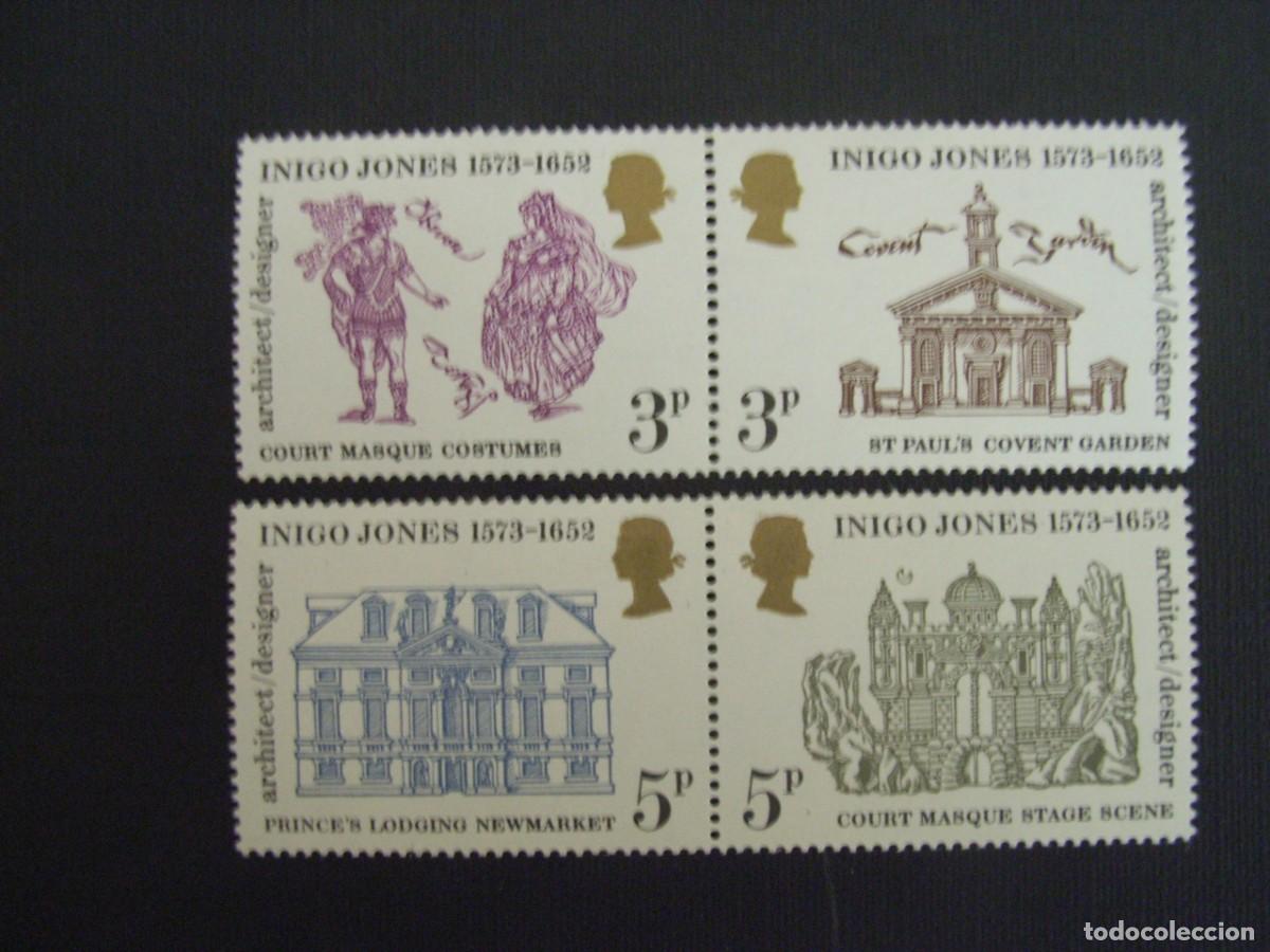 Sellos: ARQUITECTURA. GRAN BRETA&Ntilde;A N&ordm; YVERT 691a/3a*** A&Ntilde;O 1973. 400 ANIV. NACIMIENTO ARQUITECTO INIGO JONES