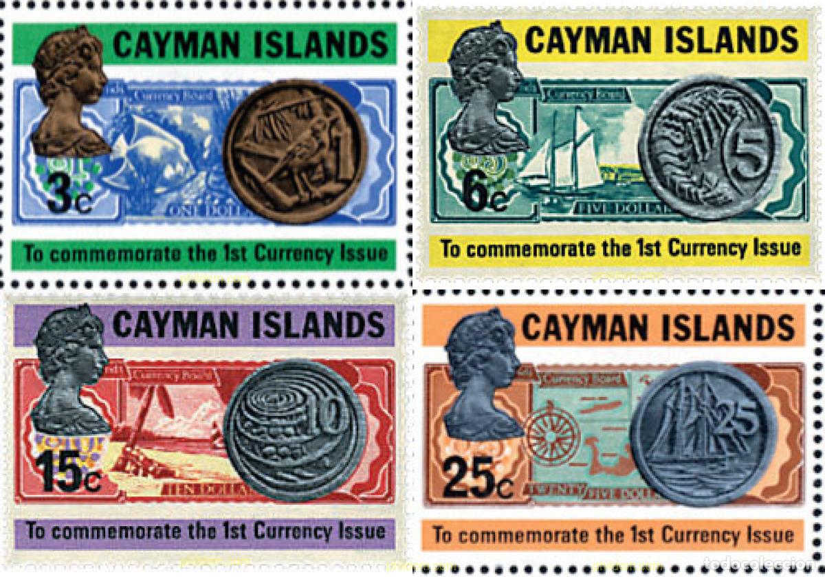 Sellos: 28971 MNH CAIMAN Islas 1973 PRIMERAS MONEDAS Y BILLETES DE BANCO DE LAS ISLAS CAIMAN