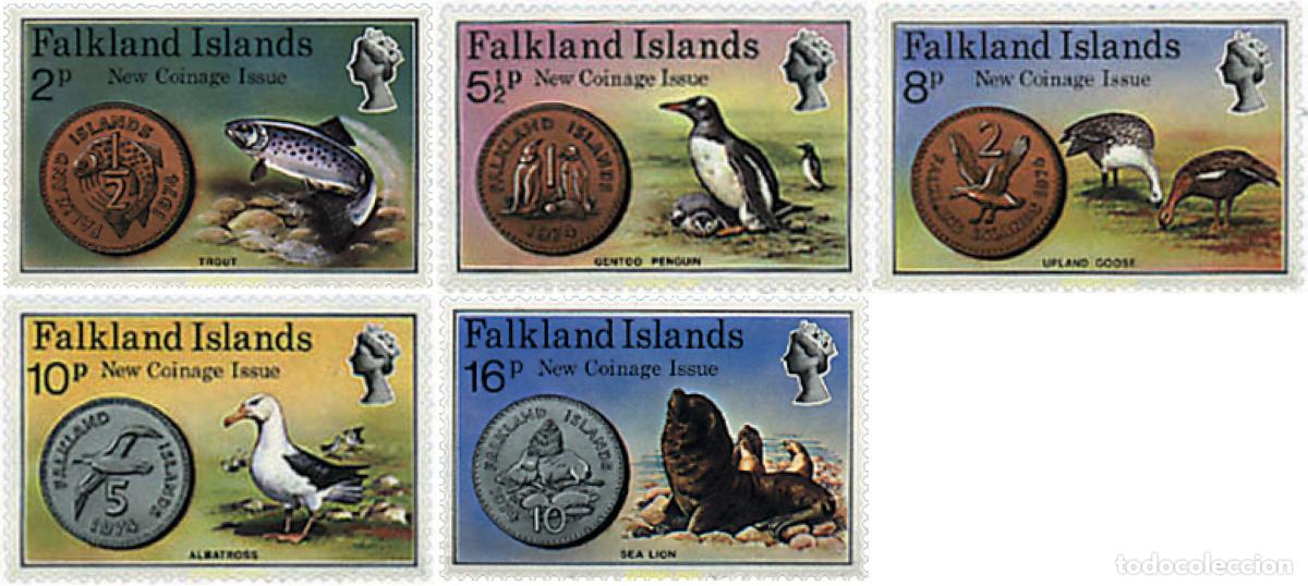 Sellos: 43206 MNH FALKLAND 1975 NUEVAS MONEDAS