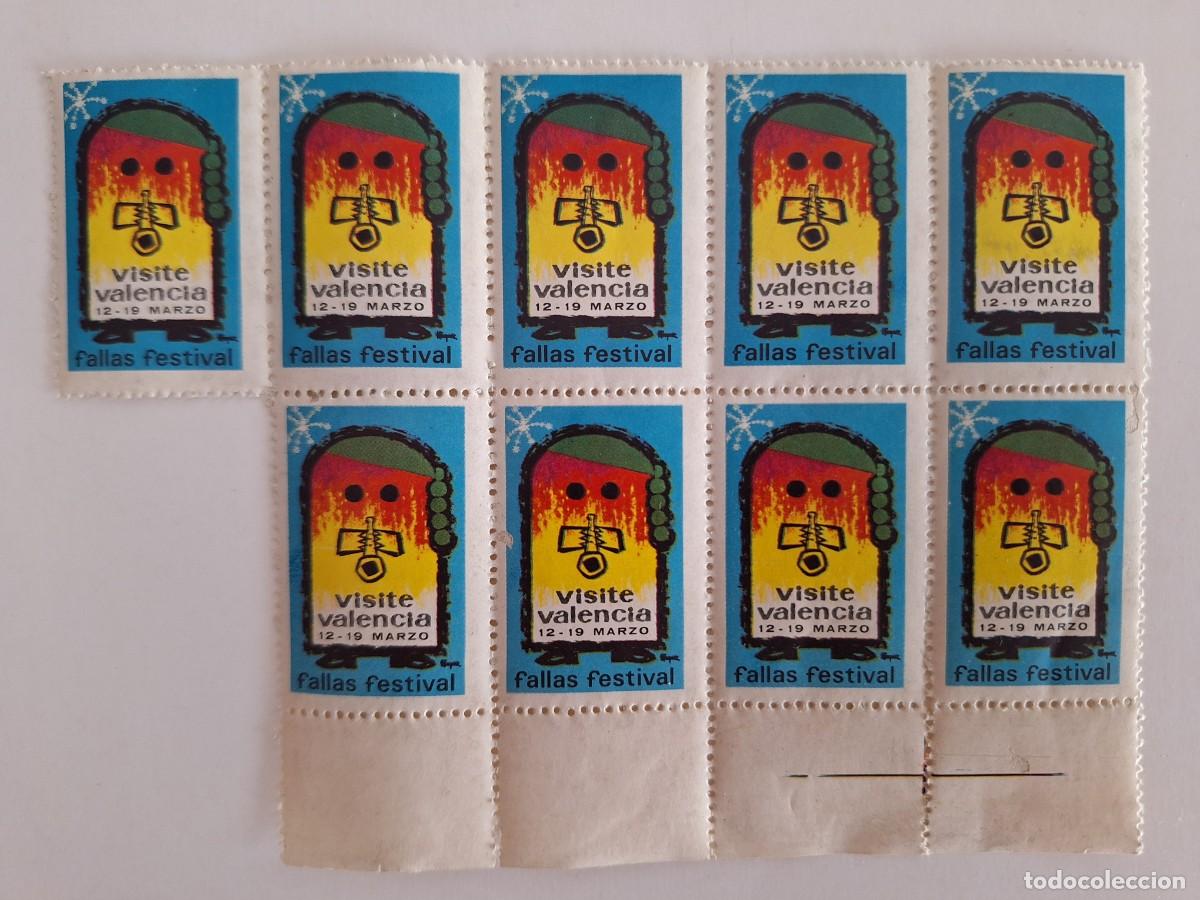 Sellos: LOTE 9 SELLOS VISITE VALENCIA FALLAS FESTIVAL 12 19 MARZO RV