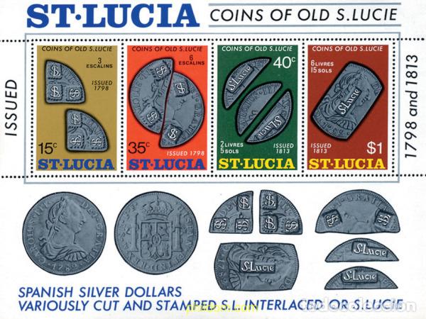 Sellos: 161070 MNH SANTA LUCIA 1974 MONEDAS