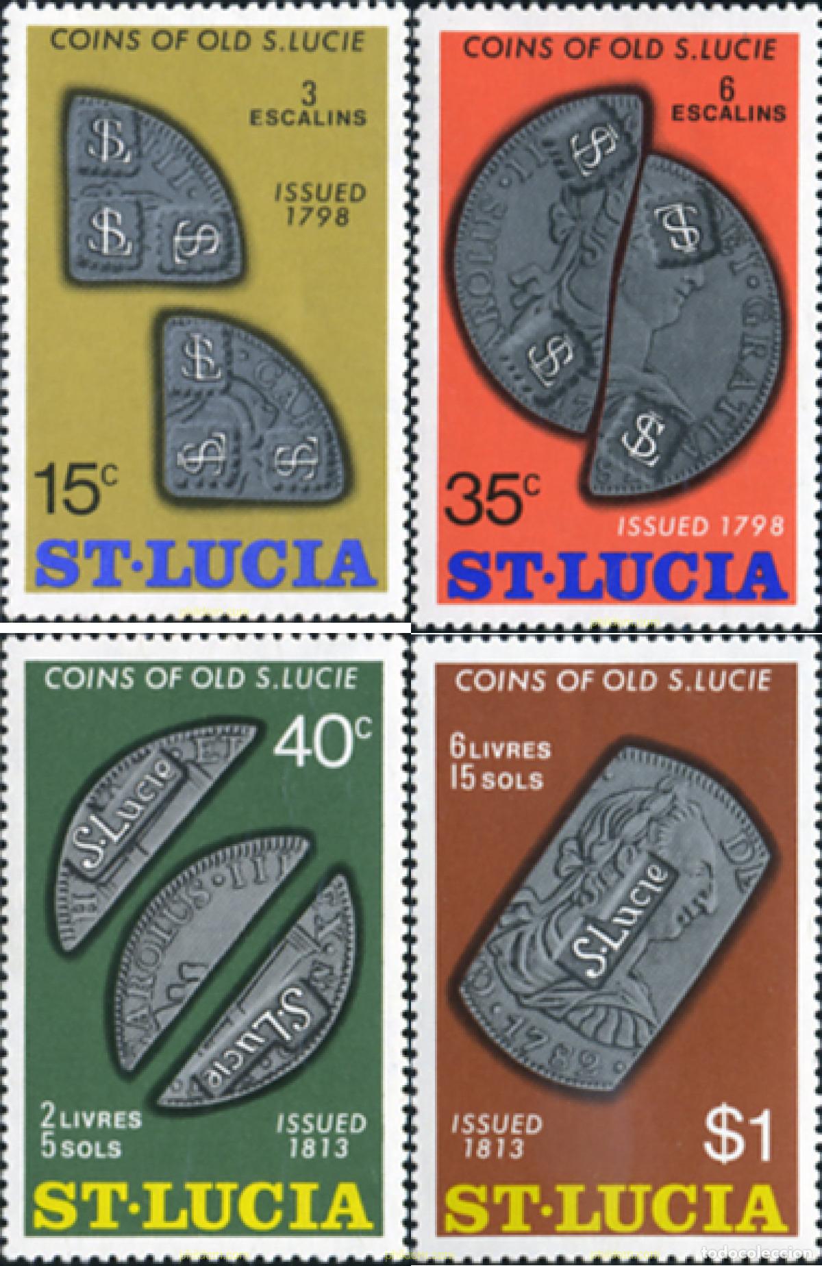 Sellos: 360639 MNH SANTA LUCIA 1974 MONEDAS