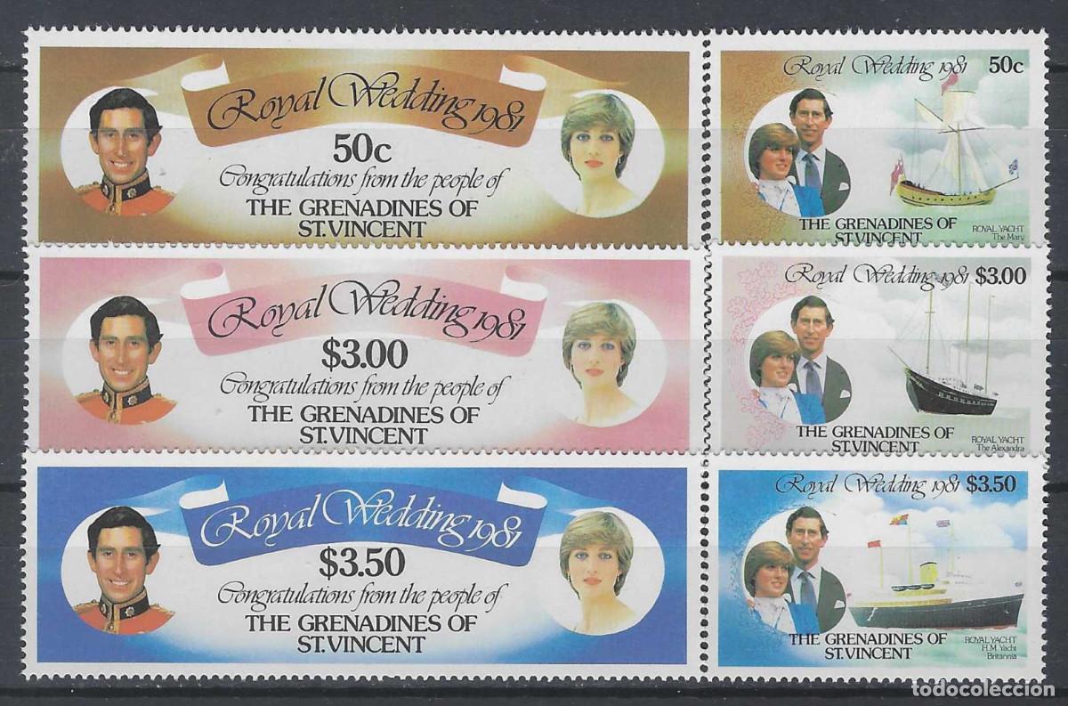 Sellos: GRANADINAS DE SANT VINCENT 1981 - BODA REAL, YATES REALES, S.COMPLETA - MNH**