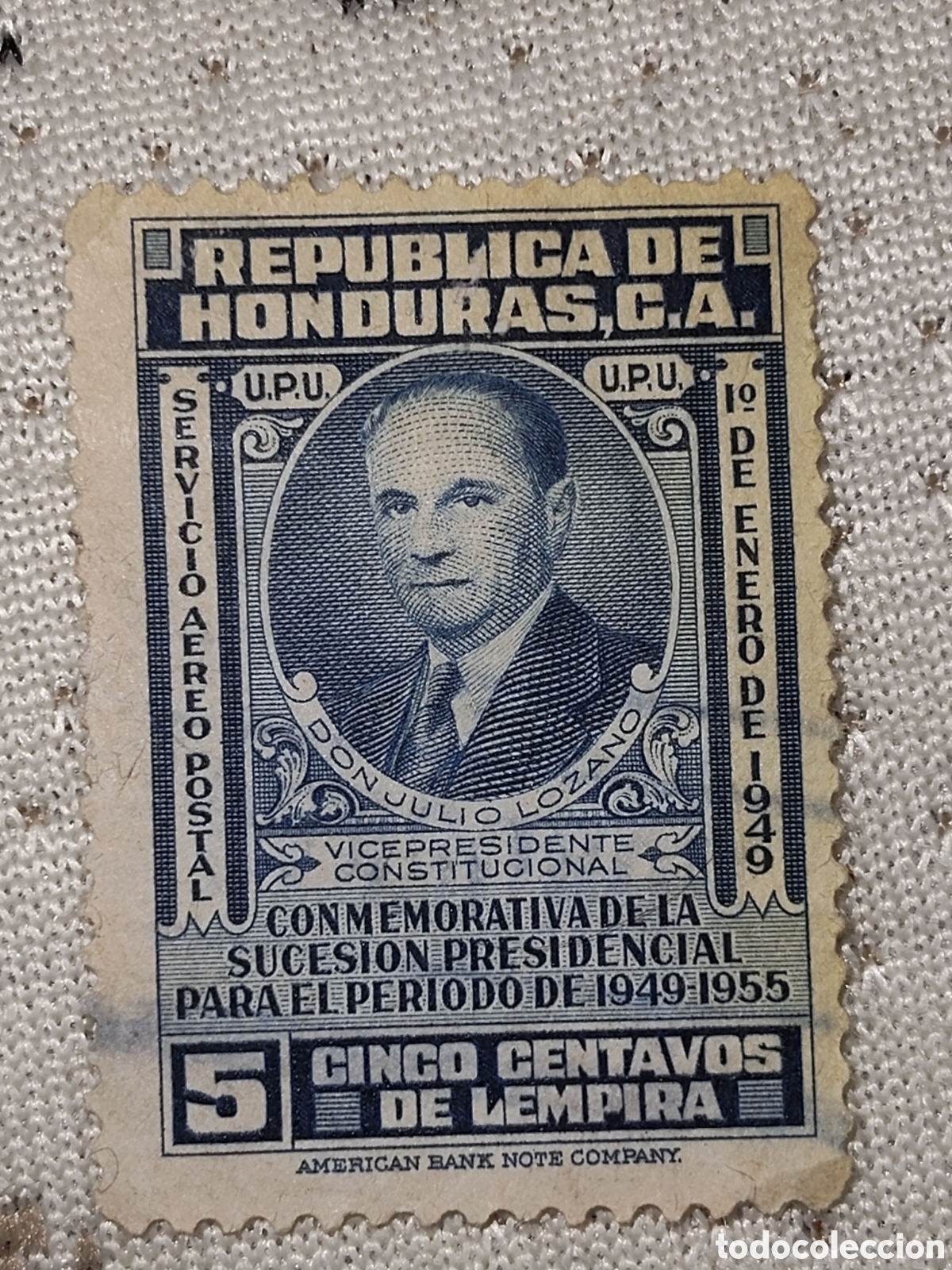 Sellos: Sello de Honduras Vicepresidente Julio Lozano susecion presidencial 1949