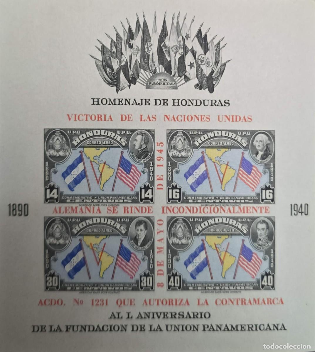 Sellos: MI) 1940 HONDURAS, IMPERFORATE, SOUVENIR SHEET, ANNIVERSARY OF THE FOUNDING OF THE PAN AMERICAN UNIO