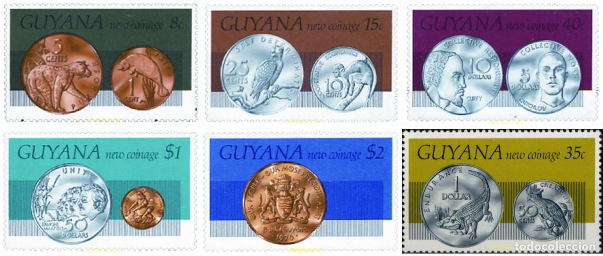 Sellos: 229134 MNH GUYANA 1977 MONEDAS