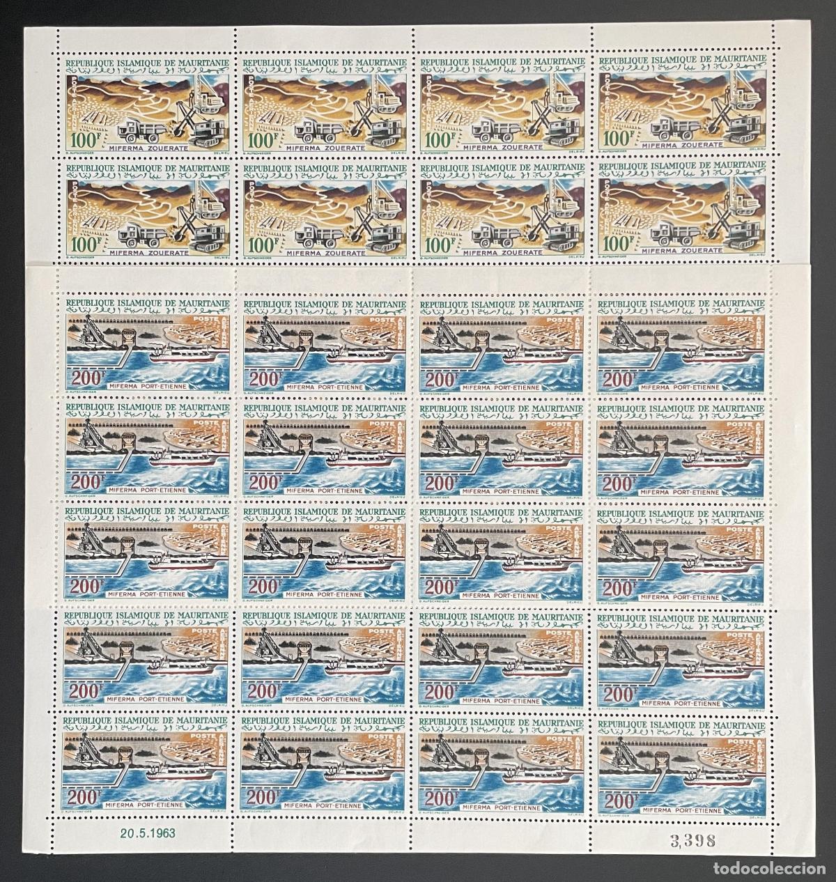 Sellos: Mauritania 1963 YT PA 24-25 tabl&oacute;n MIFERMA Zou&eacute;rate Port-Etienne minas