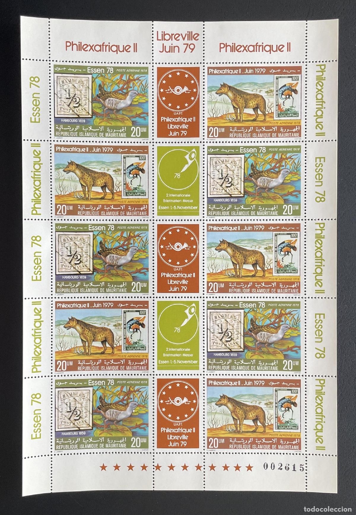 Sellos: Mauritania 1978 YT PA 187A tabl&oacute;n Philexafrique II Essen 78 fauna