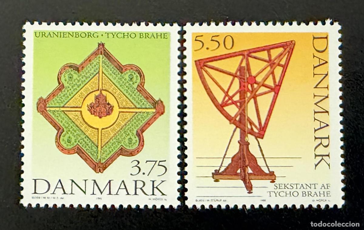 Timbres: Dinamarca 1995 Mi. 1110-1111 emisi&oacute;n conjunta Tycho Brahe astronom&iacute;a