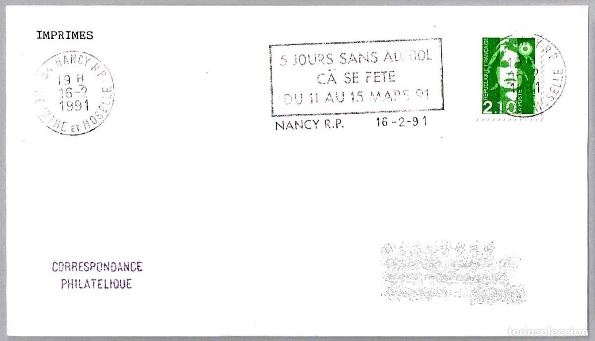 Sellos: Matasellos 5 DIAS SIN ALCOHOL. Nancy R.P., Francia, 1991